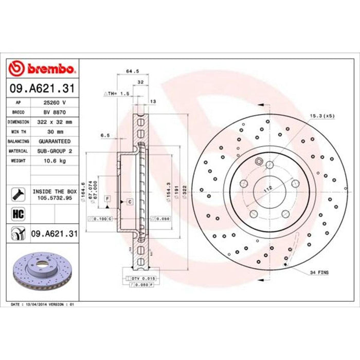 Disco de frenodelantero hiperventilado