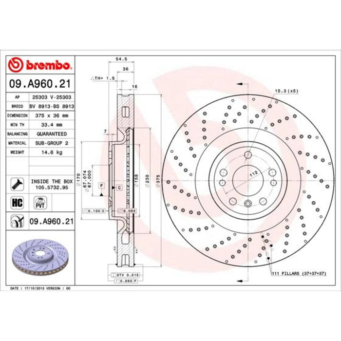Disco de freno delantero hiperventilado 375mm