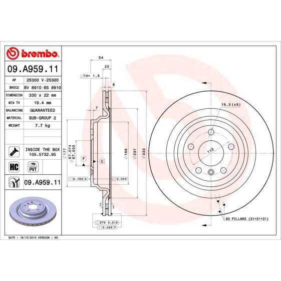 Disco de freno trasero ventilado