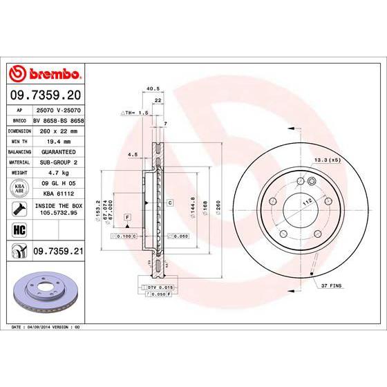 Disco delantero ventilado