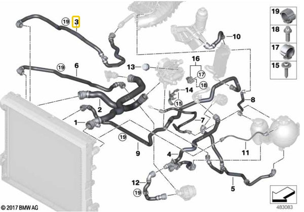 Manguera de radiador inferior derecha