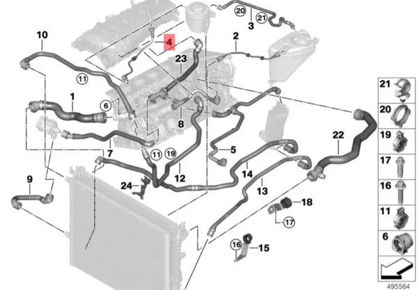 Manguera del deposito de anticongelante auxiliar