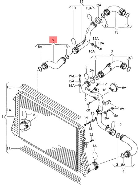 Tubo de aire derecho del intercooler