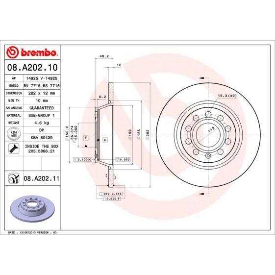 Disco de freno trasero solido 282mm