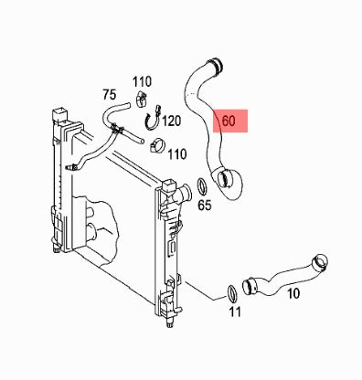 Manguera de radiador superior izquierda