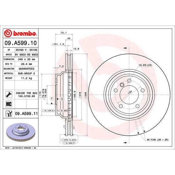 Disco de freno delantero ventilado 348mm