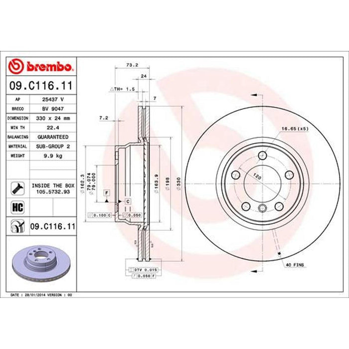 Disco de freno delantero ventilado