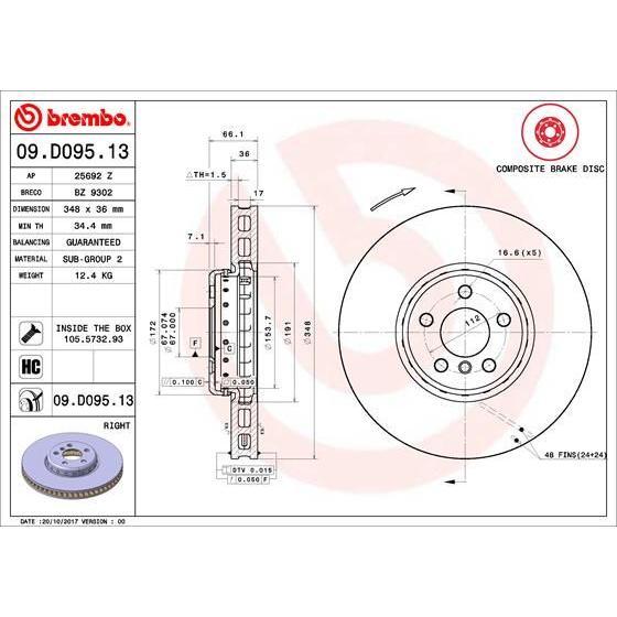 Disco de freno delantero derecho ventilado