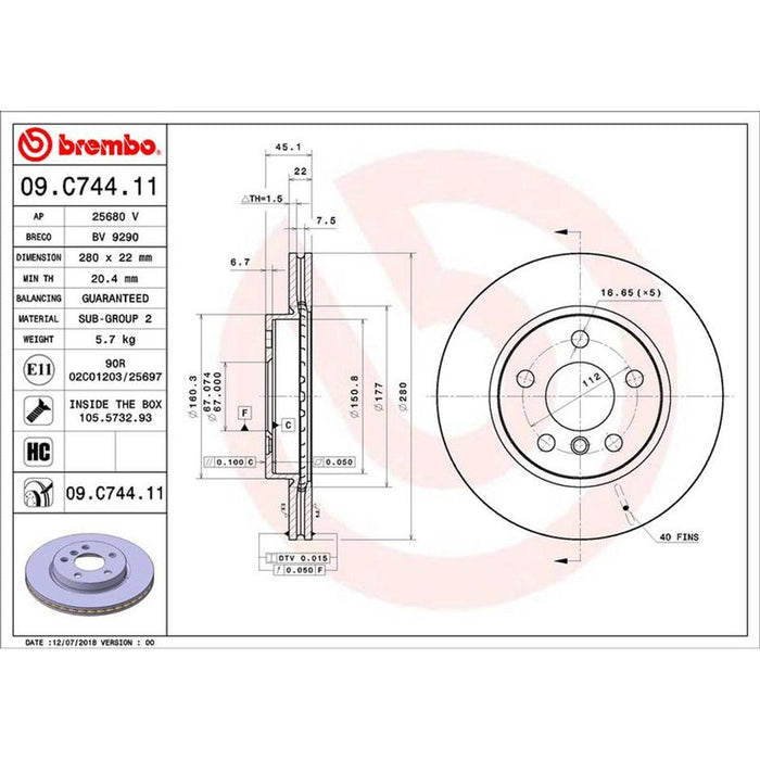 Disco delantero ventilado