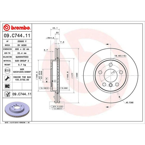 Disco delantero ventilado