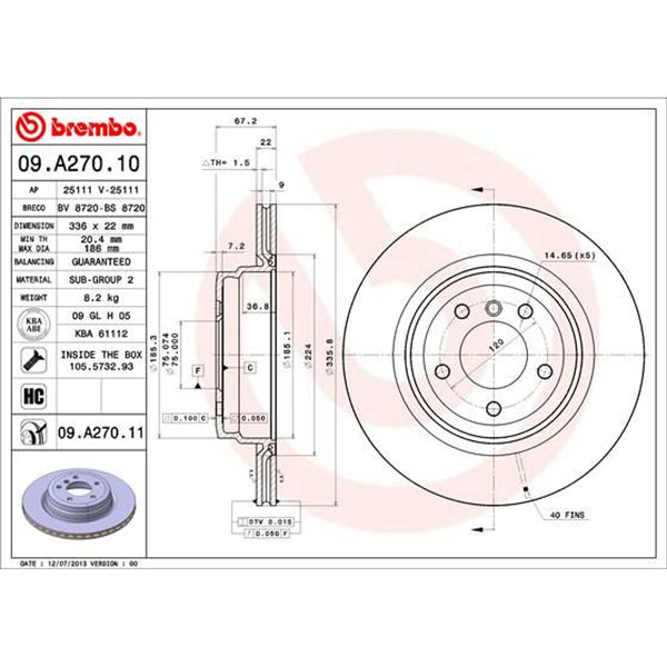 Disco de freno trasero ventilado