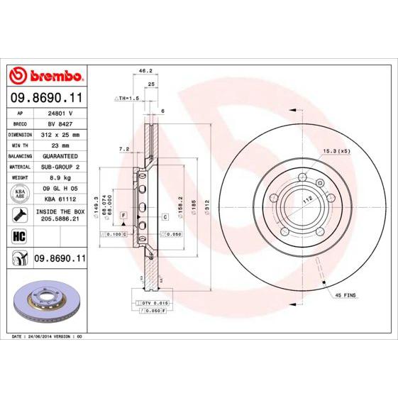 Disco ventilado delantero