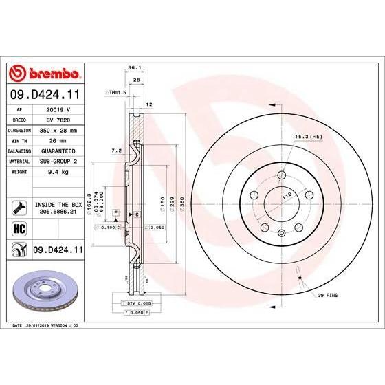 Disco de freno trasero ventilado