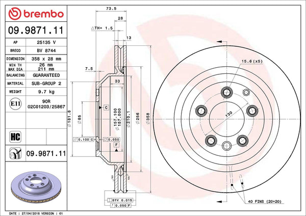 Disco de freno trasero ventilado