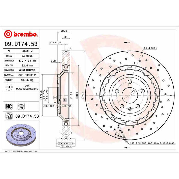 Disco de freno delantero hiper ventilado 370mm