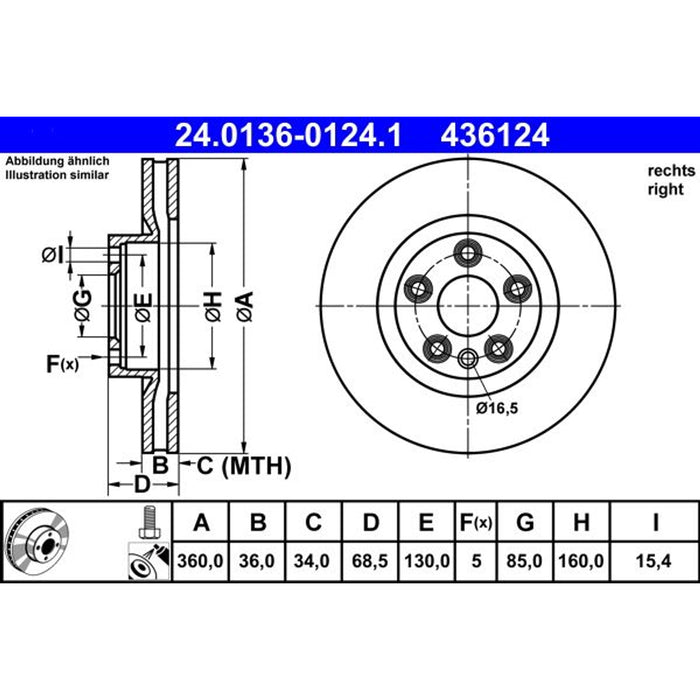 Disco de freno delantero derecho ventilado