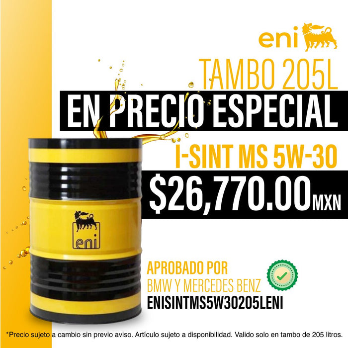 Aceite de motor 100% sintetico i-Sint MS (mid SAPS) 5W30 205L