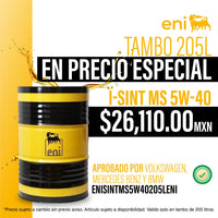 Aceite de motor 100% sintetico i-Sint MS (mid SAPS) 5W40 205L