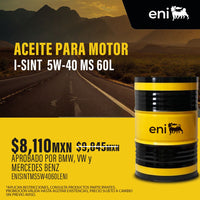 Aceite de motor 100% sintetico i-Sint MS (mid SAPS) 5W40 60L